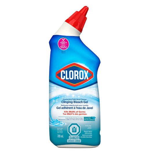 Clorox Toilet Bowl Cleaner - Clinging Gel With Bleach - Ocean Mist - 24 Floz - 12 Pack