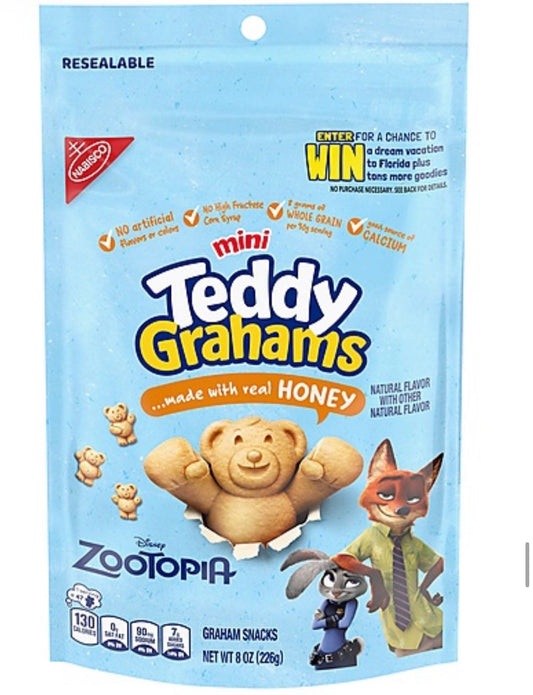 Nabisco Teddy Graham Cookie Disney Topia 12pk 8oz Resealable