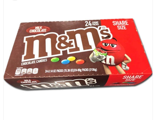 M&M milk chocolate share size 3.14oz 24pack