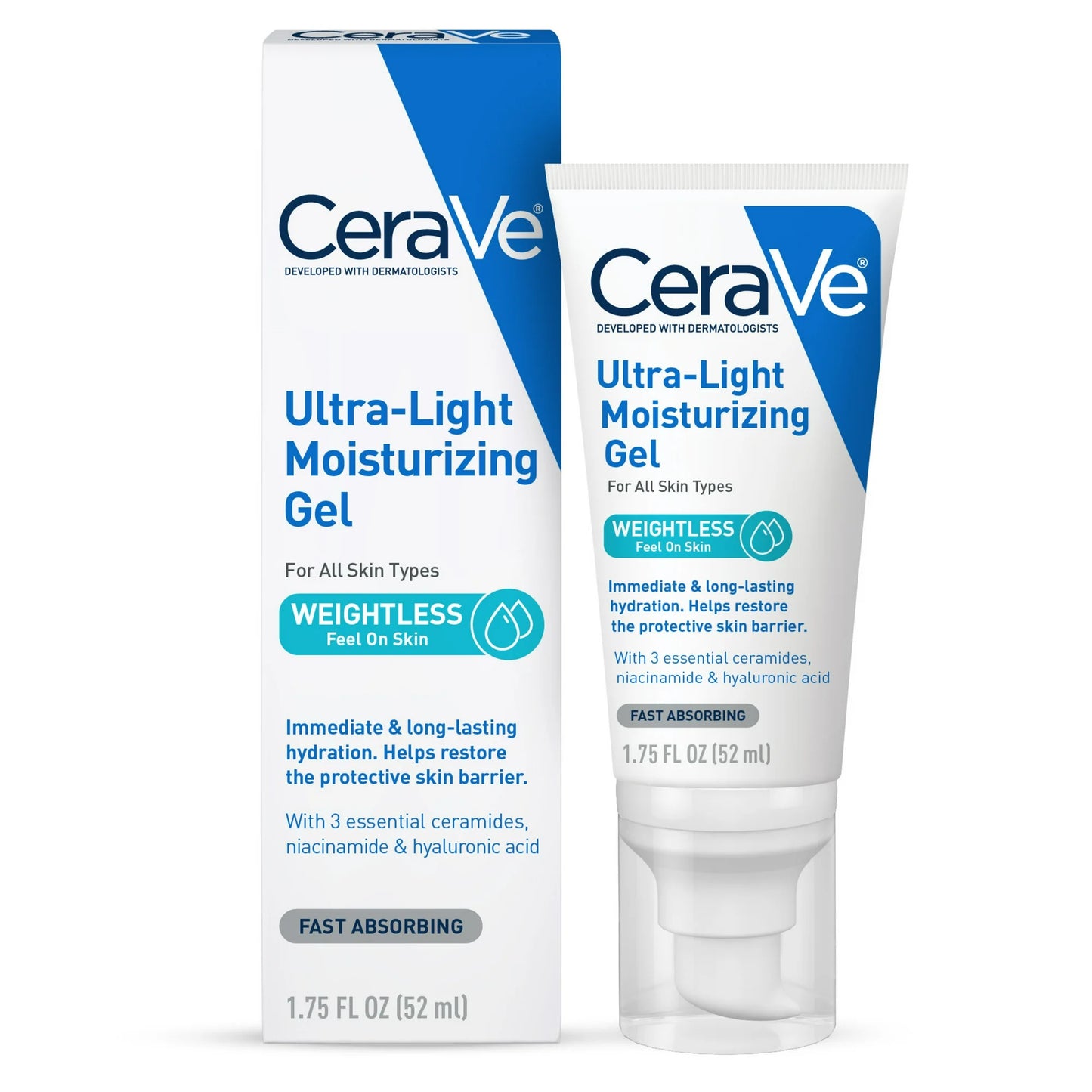 CeraVe Face Moisturizer Ultra-Light Gel with Hyaluronic Acid & Niacinamide 1.75 fl oz (20A204) 6PK
