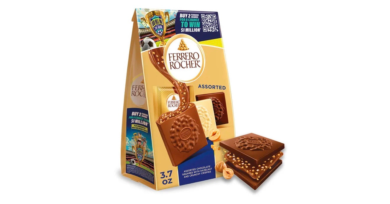 50PK Ferrero Rocher Mix Floorstand T10 Assorted Squares 3.7oz bag