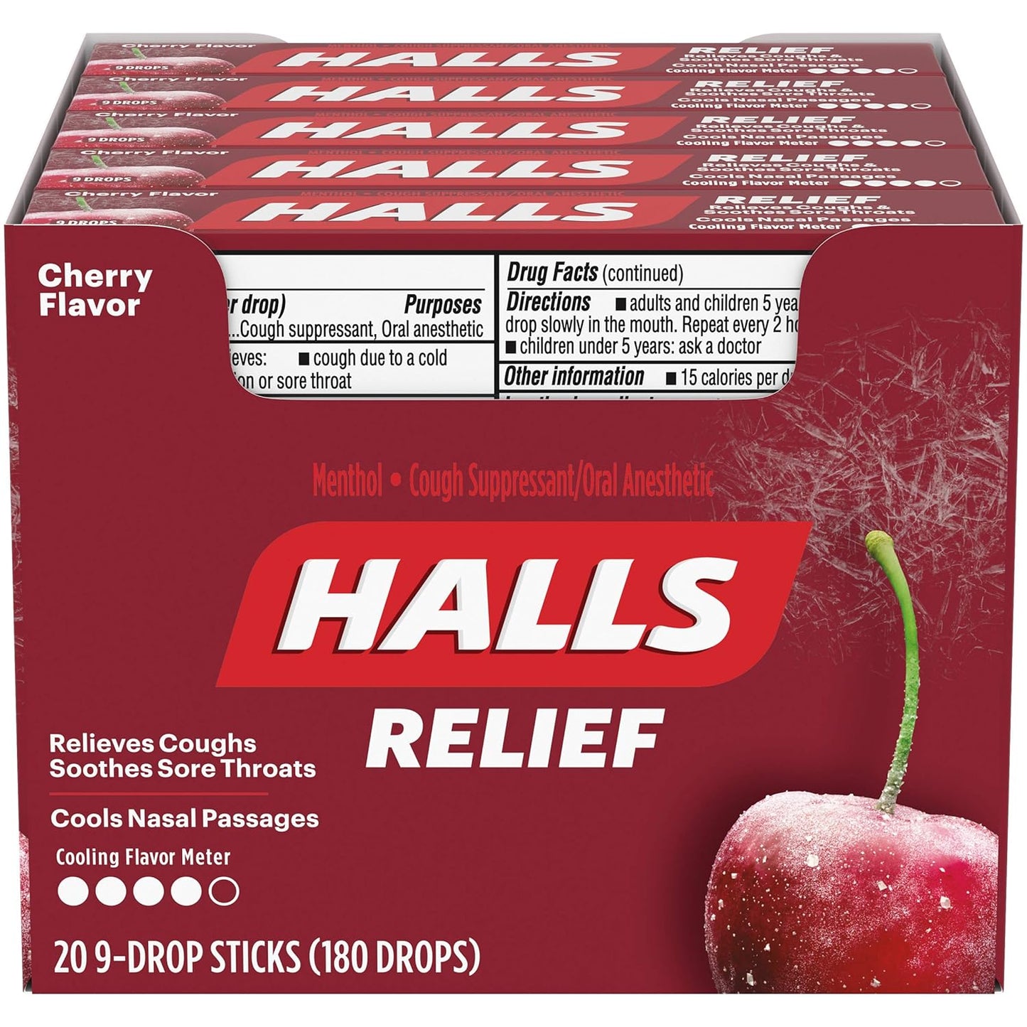 HALLS COUGH DROPS Cherry  21 pack