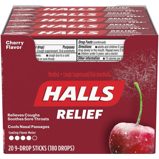 HALLS COUGH DROPS Cherry  21 pack