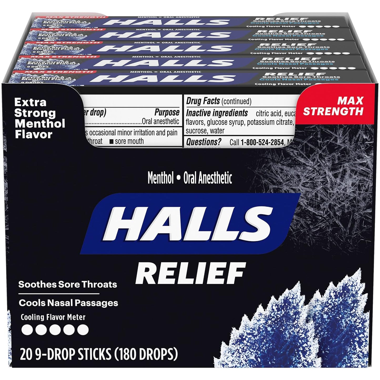 HALLS COUGH DROPS Extra Strong  Relief  20 pack