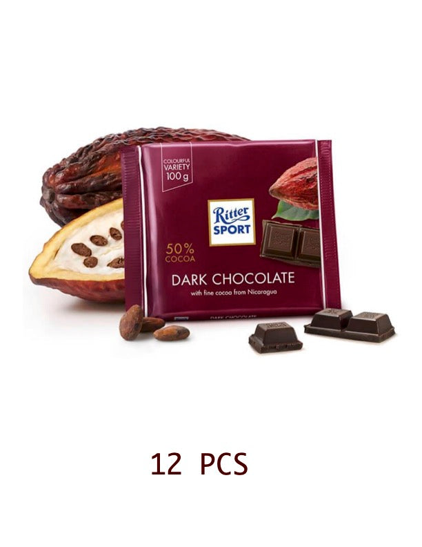 RITTER SPORT Dark Chocolate 50% 12 pack