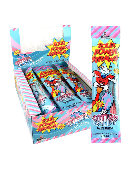SOUR POWER Straw Cotton Candy  24 pack