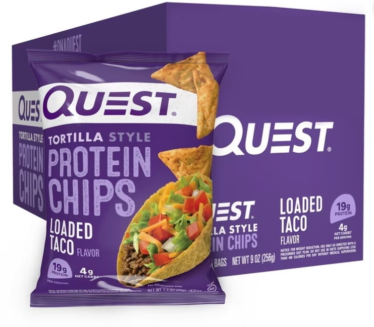 QUEST PROTEIN CHIPS TORTILLA LOADED TACO 8 PK