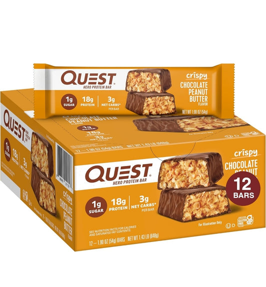 QUEST PROTEIN BARS HERO CHOCOLATE PEANUT BUTTER 12 PACK