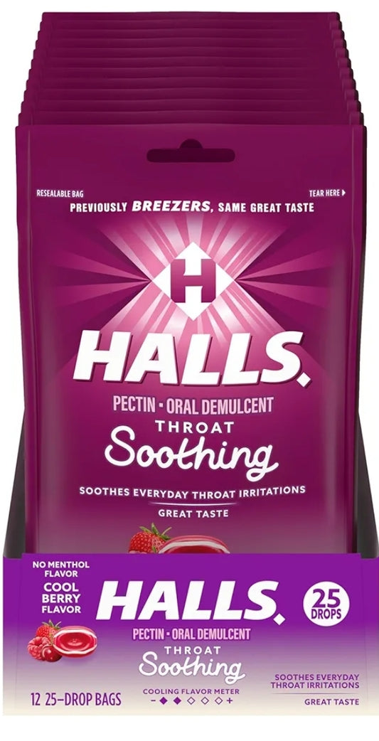 HALLS BREEZERCOOL BERRY COUGH DROPS 12 PACK