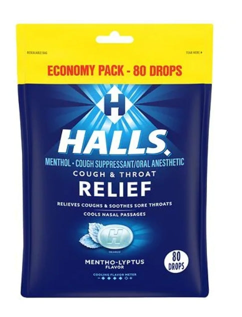 HALLS RELIEF MENTHO-LYPTUS 80 DROPS 12 PACK