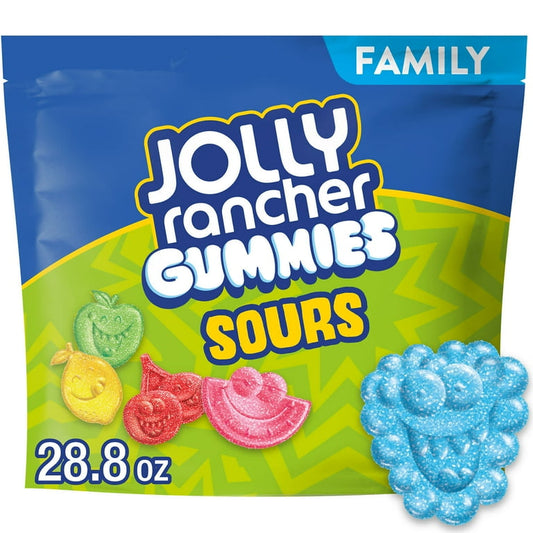 Jolly Rancher Gummies Sours Assorted Fruit Flavored Candy, Family Pack 28.8 oz 4pk