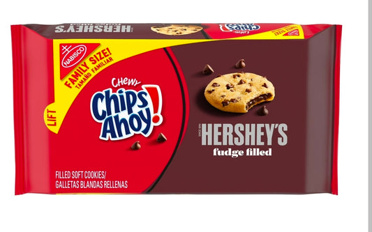 CHIPS AHOY! Chewy Hershey's Fudge Filled Soft Cookies, Family Size, 14.48 oz 12pk